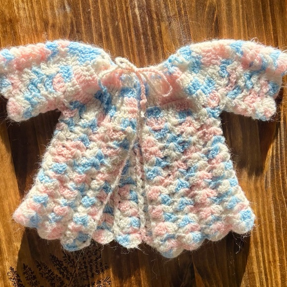 Handmade Baby Sweaters - White and Multicolor - Picture 2 of 6